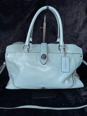 Coach Mercer 30 Satchel Crossbody Cloud Blue Grain Leather 37575
